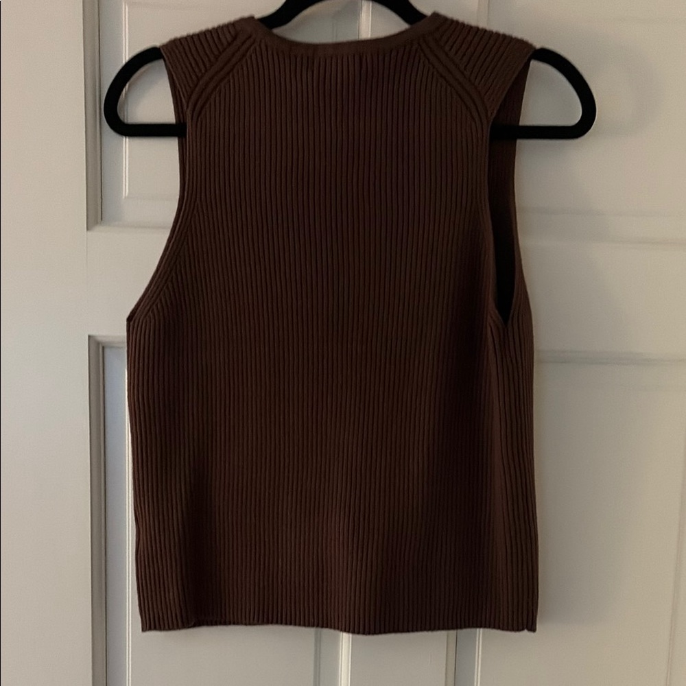 Sincerely Jules Brown Ribbed Tie-Front Tank - Picture 2 of 3
